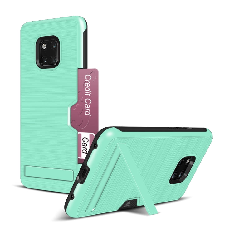 Ultra-thin TPU+PC Brushed Texture Shockproof Protective Case for Huawei Mate 20 Pro, with Holder & Card Slot