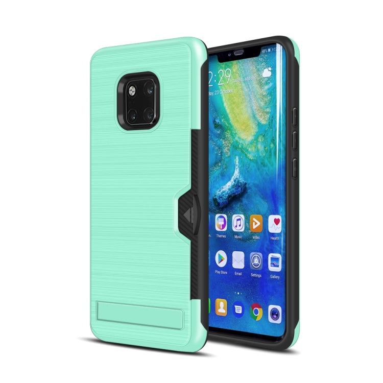 Ultra-thin TPU+PC Brushed Texture Shockproof Protective Case for Huawei Mate 20 Pro, with Holder & Card Slot