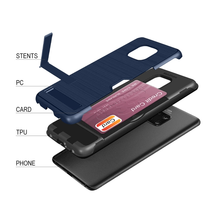 Ultra-thin TPU+PC Brushed Texture Shockproof Protective Case for Huawei Mate 20 Pro, with Holder & Card Slot