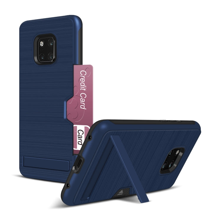 Ultra-thin TPU+PC Brushed Texture Shockproof Protective Case for Huawei Mate 20 Pro, with Holder & Card Slot