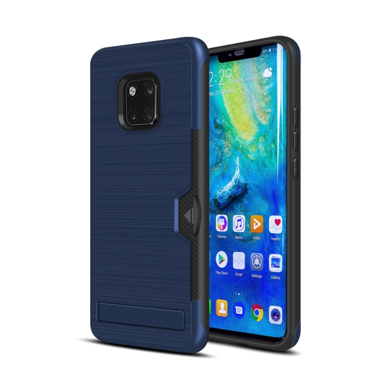 Ultra-thin TPU+PC Brushed Texture Shockproof Protective Case for Huawei Mate 20 Pro, with Holder & Card Slot