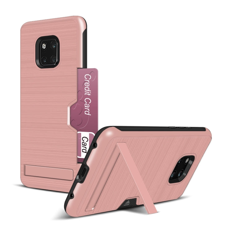 Ultra-thin TPU+PC Brushed Texture Shockproof Protective Case for Huawei Mate 20 Pro, with Holder & Card Slot