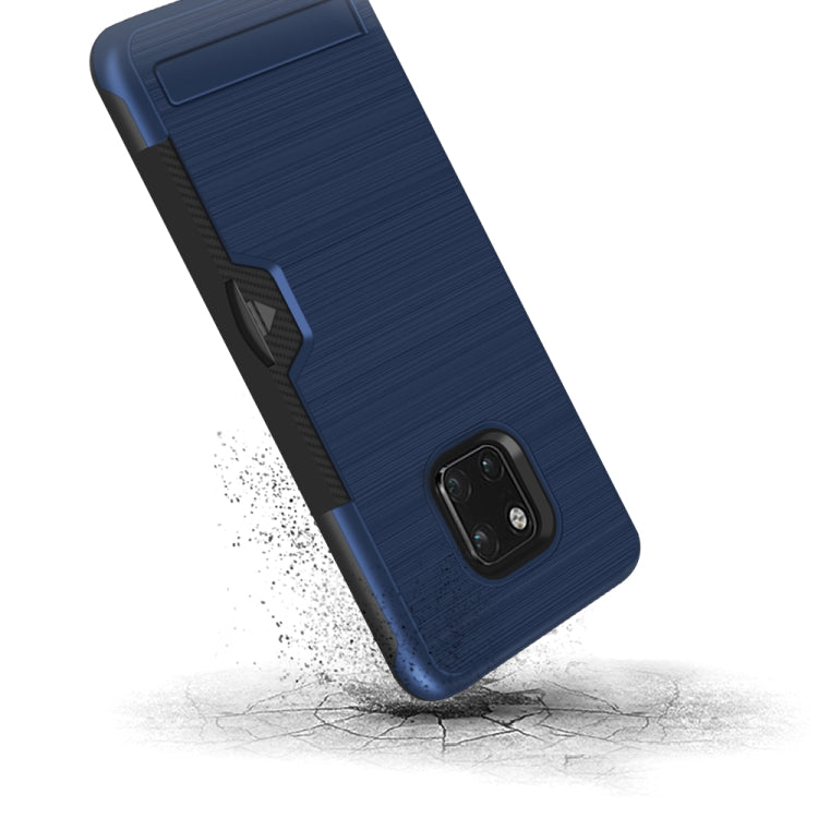 Ultra-thin TPU+PC Brushed Texture Shockproof Protective Case for Huawei Mate 20 Pro, with Holder & Card Slot