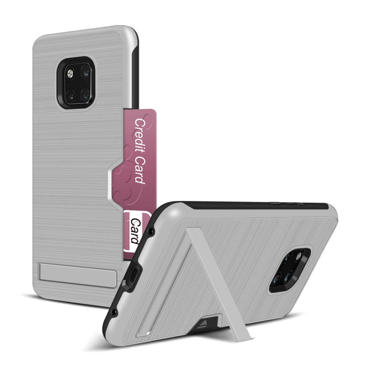 Ultra-thin TPU+PC Brushed Texture Shockproof Protective Case for Huawei Mate 20 Pro, with Holder & Card Slot