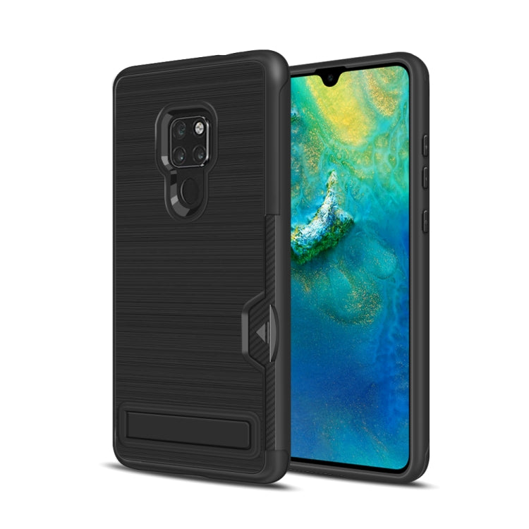 Ultra-thin TPU+PC Brushed Texture Shockproof Protective Case for Huawei Mate 20, with Holder & Card Slot
