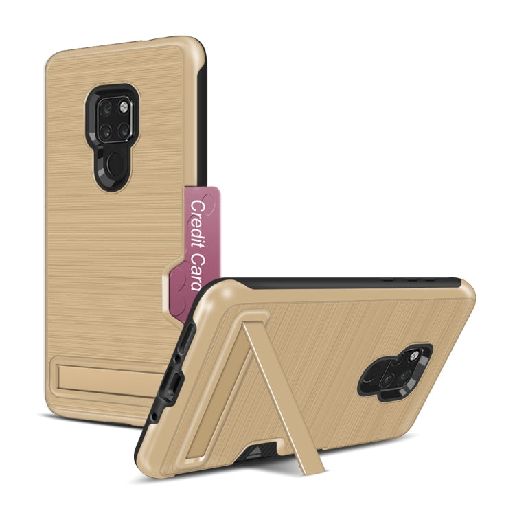 Ultra-thin TPU+PC Brushed Texture Shockproof Protective Case for Huawei Mate 20, with Holder & Card Slot