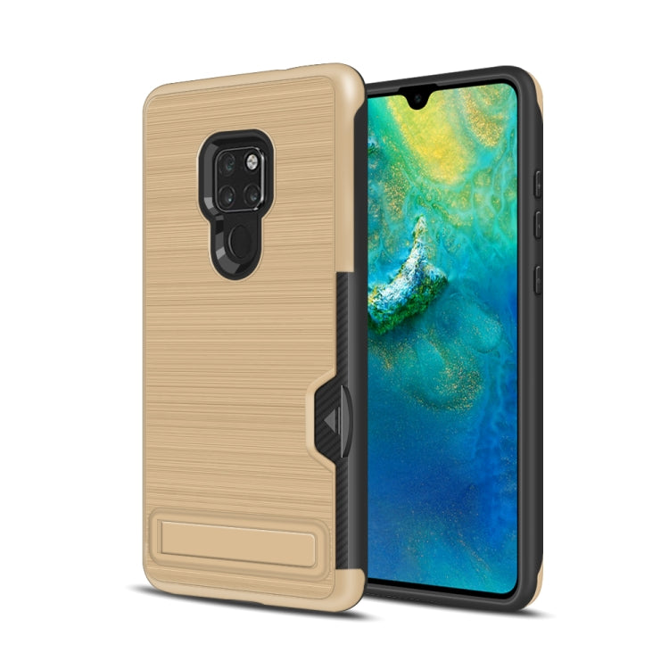 Ultra-thin TPU+PC Brushed Texture Shockproof Protective Case for Huawei Mate 20, with Holder & Card Slot
