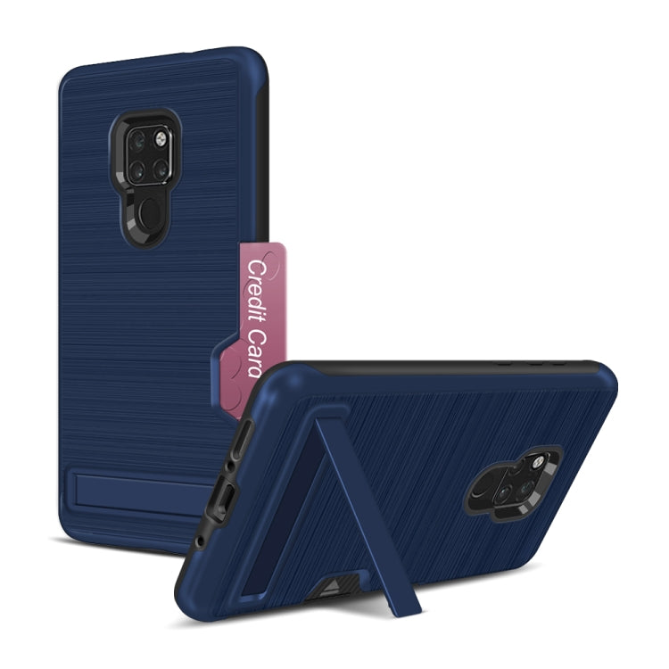 Ultra-thin TPU+PC Brushed Texture Shockproof Protective Case for Huawei Mate 20, with Holder & Card Slot
