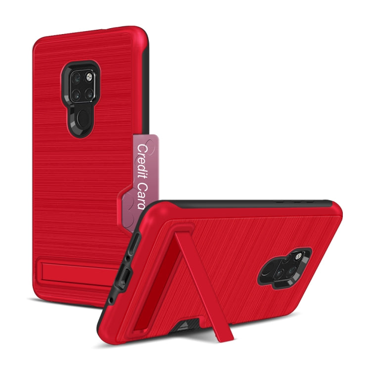 Ultra-thin TPU+PC Brushed Texture Shockproof Protective Case for Huawei Mate 20, with Holder & Card Slot