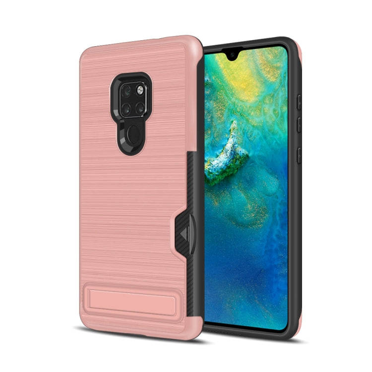 Ultra-thin TPU+PC Brushed Texture Shockproof Protective Case for Huawei Mate 20, with Holder & Card Slot
