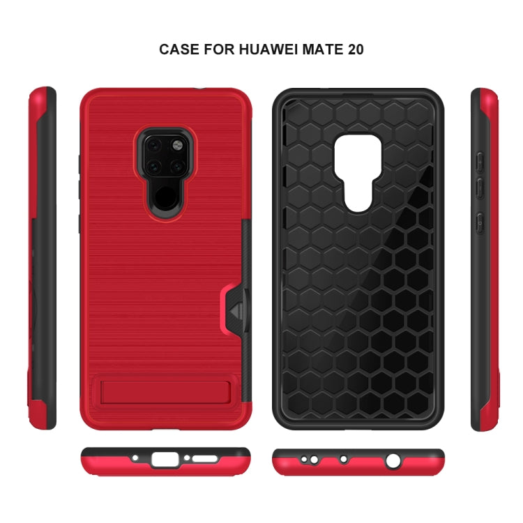 Ultra-thin TPU+PC Brushed Texture Shockproof Protective Case for Huawei Mate 20, with Holder & Card Slot