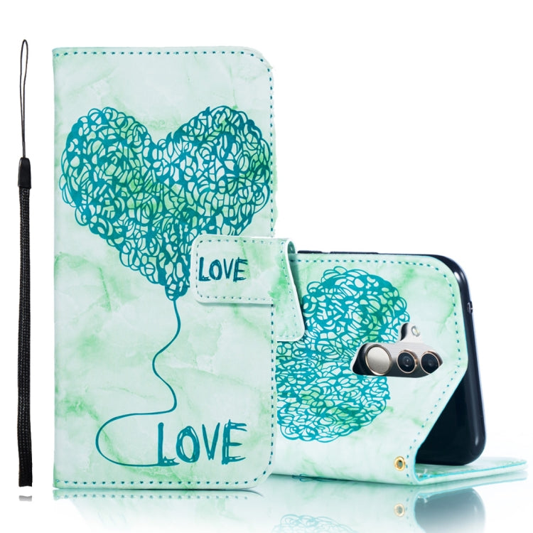 Heart + Marble Pattern Horizontal Flip Leather Case for Huawei Mate 20 Lite, with Holder & Card Slots & Wallet & Lanyard