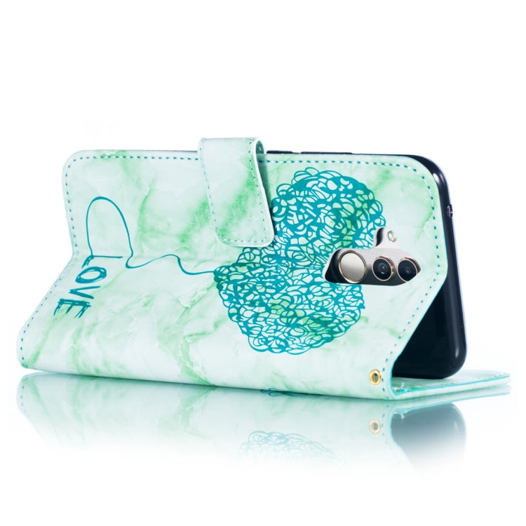 Heart + Marble Pattern Horizontal Flip Leather Case for Huawei Mate 20 Lite, with Holder & Card Slots & Wallet & Lanyard