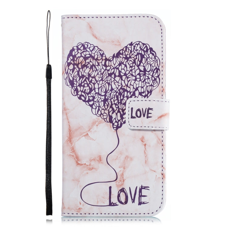 Heart + Marble Pattern Horizontal Flip Leather Case for Huawei Mate 20 Lite, with Holder & Card Slots & Wallet & Lanyard