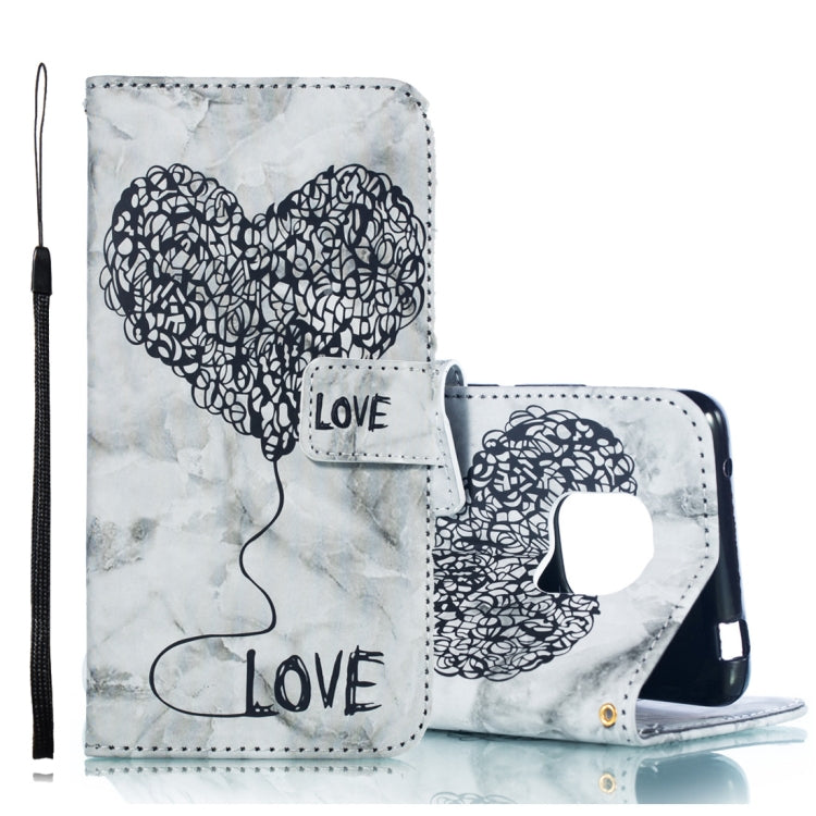 Heart + Marble Pattern Horizontal Flip Leather Case for Huawei Mate 20 Pro, with Holder & Card Slots & Wallet & Lanyard