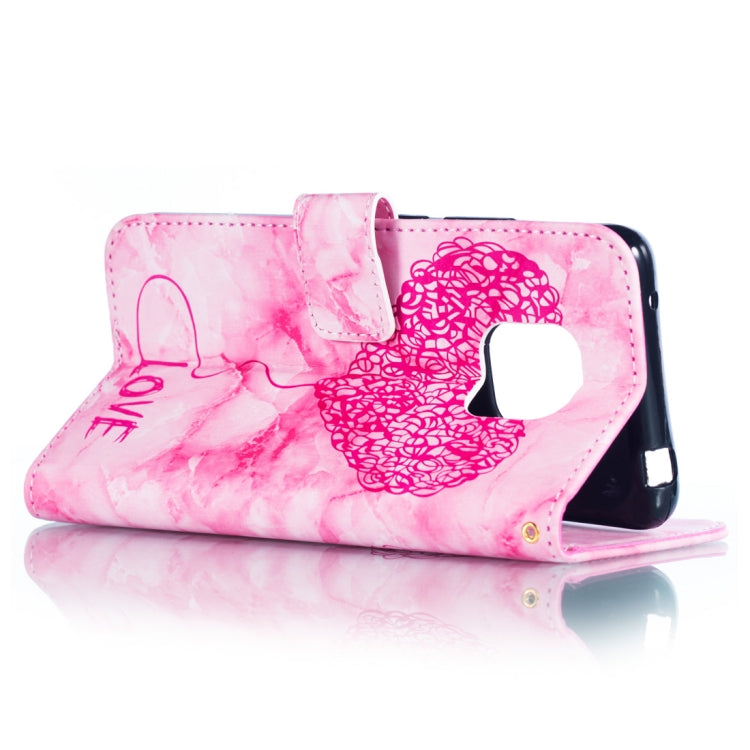 Heart + Marble Pattern Horizontal Flip Leather Case for Huawei Mate 20 Pro, with Holder & Card Slots & Wallet & Lanyard