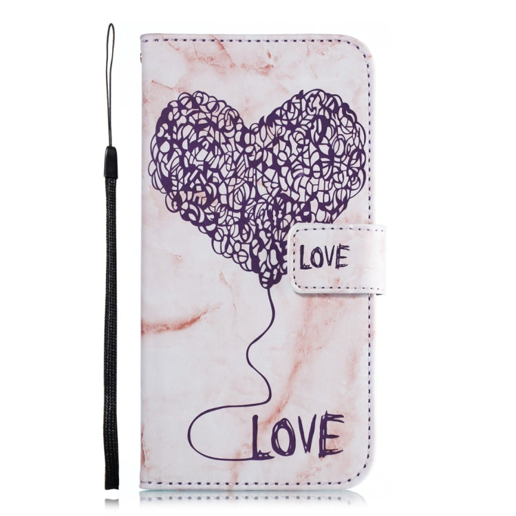 Heart + Marble Pattern Horizontal Flip Leather Case for Huawei Mate 20 Pro, with Holder & Card Slots & Wallet & Lanyard