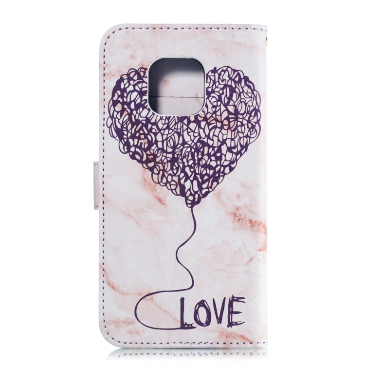 Heart + Marble Pattern Horizontal Flip Leather Case for Huawei Mate 20 Pro, with Holder & Card Slots & Wallet & Lanyard