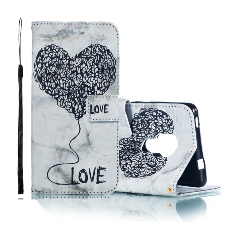 Heart + Marble Pattern Horizontal Flip Leather Case for Huawei Mate 20, with Holder & Card Slots & Wallet & Lanyard