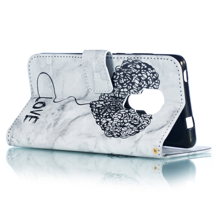 Heart + Marble Pattern Horizontal Flip Leather Case for Huawei Mate 20, with Holder & Card Slots & Wallet & Lanyard