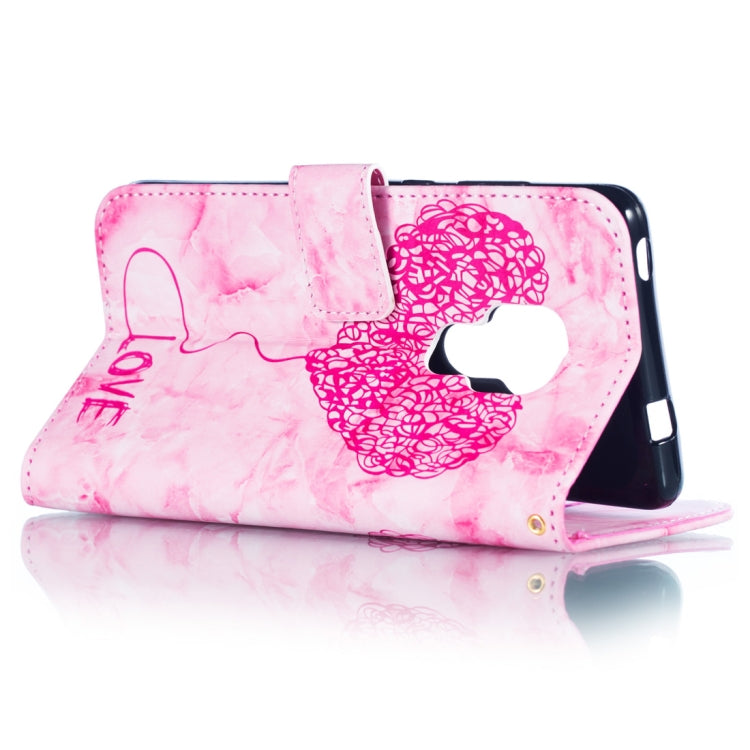 Heart + Marble Pattern Horizontal Flip Leather Case for Huawei Mate 20, with Holder & Card Slots & Wallet & Lanyard