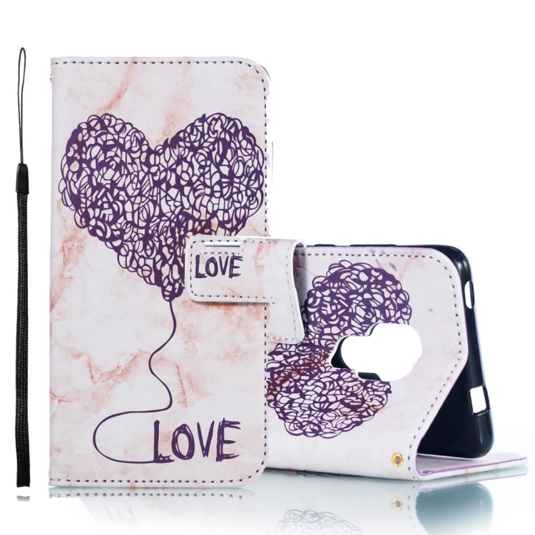 Heart + Marble Pattern Horizontal Flip Leather Case for Huawei Mate 20, with Holder & Card Slots & Wallet & Lanyard