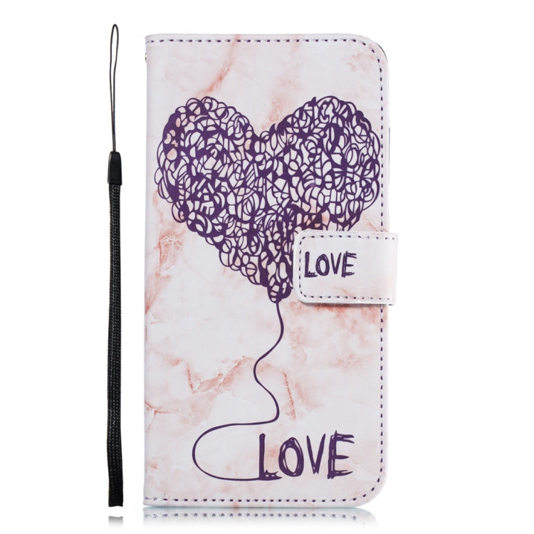 Heart + Marble Pattern Horizontal Flip Leather Case for Huawei Mate 20, with Holder & Card Slots & Wallet & Lanyard
