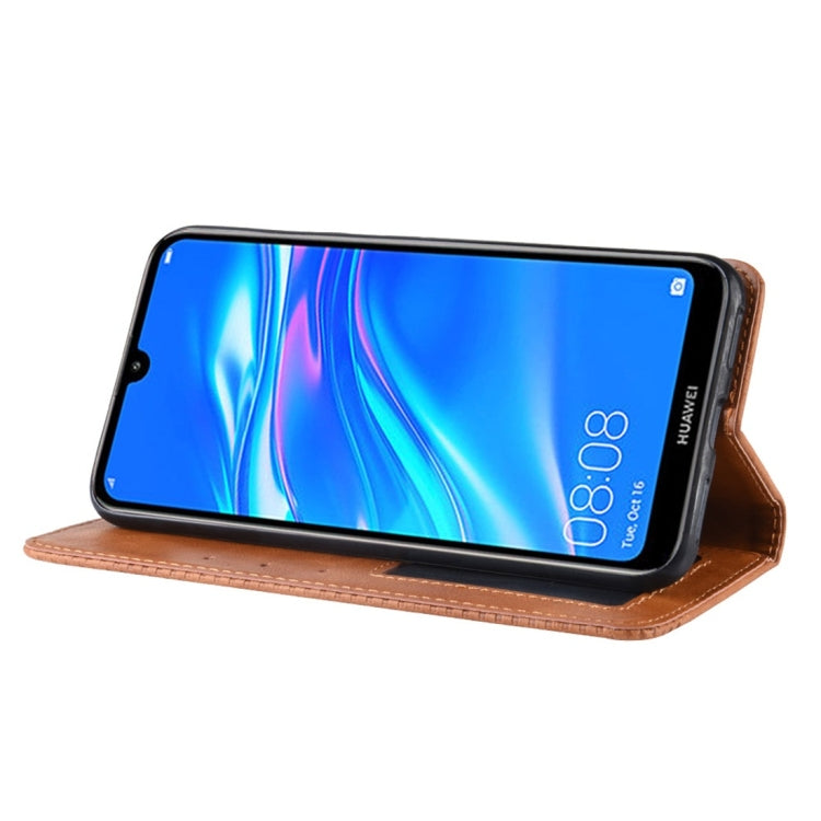 Magnetic Buckle Retro Texture Horizontal Flip Leather Case for Huawei Y7 (2019) / Y7 Prime (2019), with Holder & Card Slots & Wallet