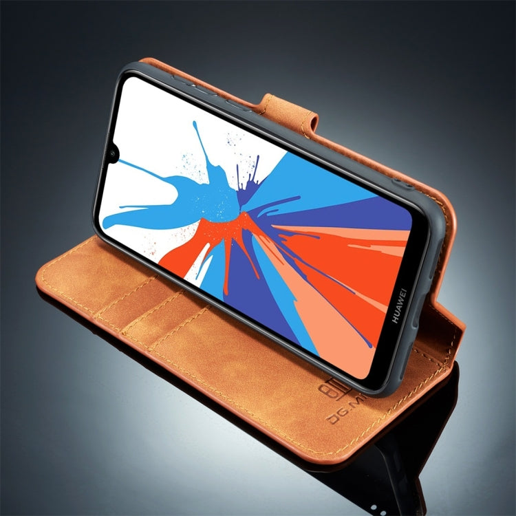 DG.MING Retro Oil Side Horizontal Flip Case for Huawei Y6 Pro (2019), with Holder & Card Slots & Wallet