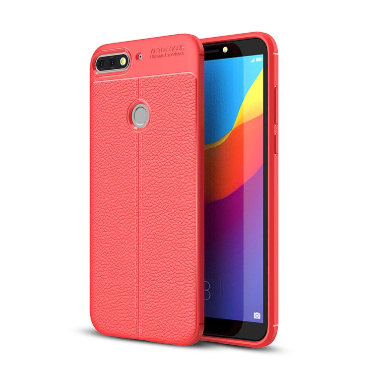 For Huawei Honor Play 7C Litchi Texture Soft TPU Protective Back Cover Case