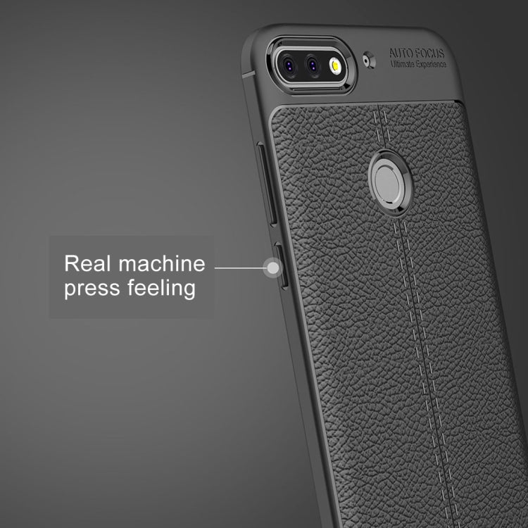 For Huawei Honor Play 7C Litchi Texture Soft TPU Protective Back Cover Case