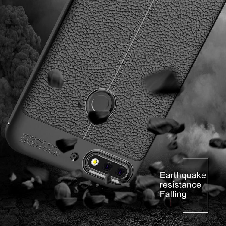 For Huawei Honor Play 7C Litchi Texture Soft TPU Protective Back Cover Case