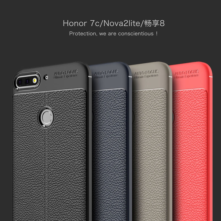 For Huawei Honor Play 7C Litchi Texture Soft TPU Protective Back Cover Case