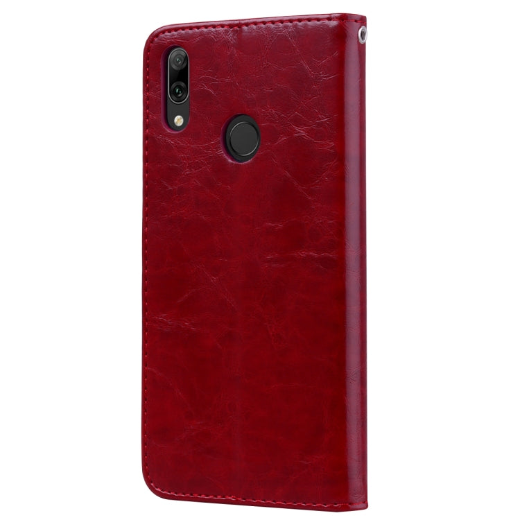 Business Style Oil Wax Texture Horizontal Flip Leather Case for Huawei Y7 (2019), with Holder & Card Slots & Wallet