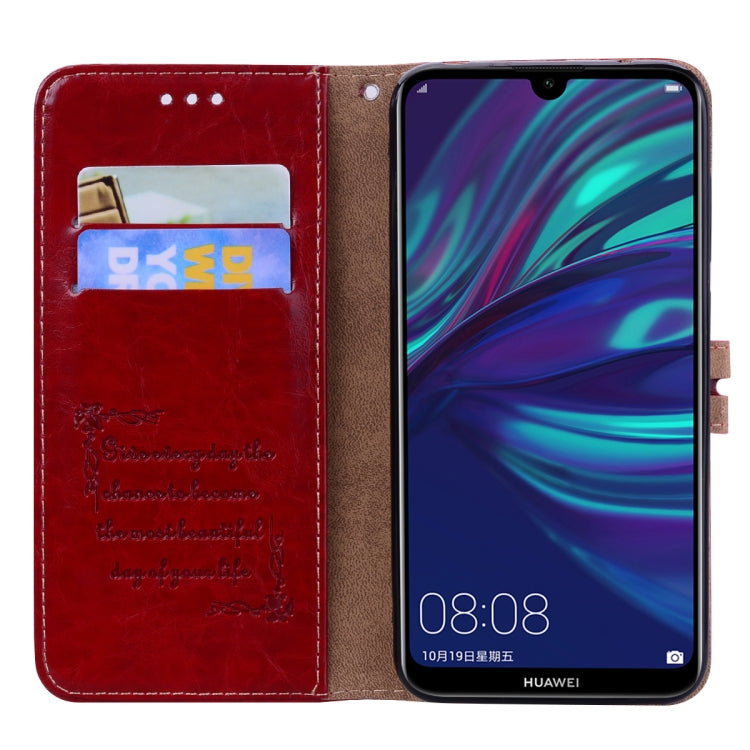 Business Style Oil Wax Texture Horizontal Flip Leather Case for Huawei Y7 (2019), with Holder & Card Slots & Wallet