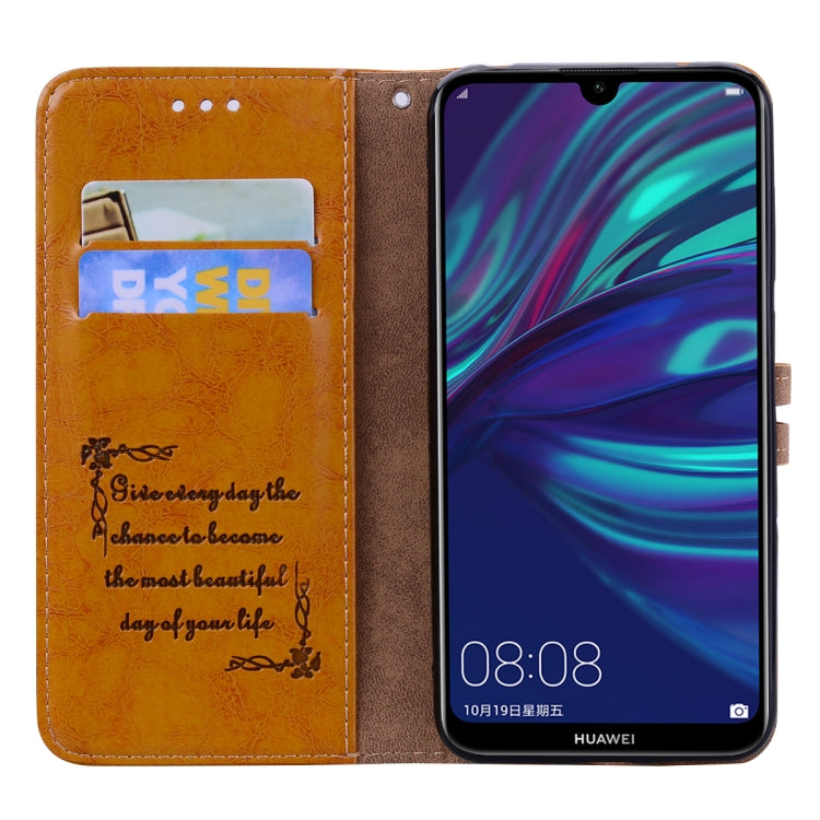 Business Style Oil Wax Texture Horizontal Flip Leather Case for Huawei Y7 (2019), with Holder & Card Slots & Wallet