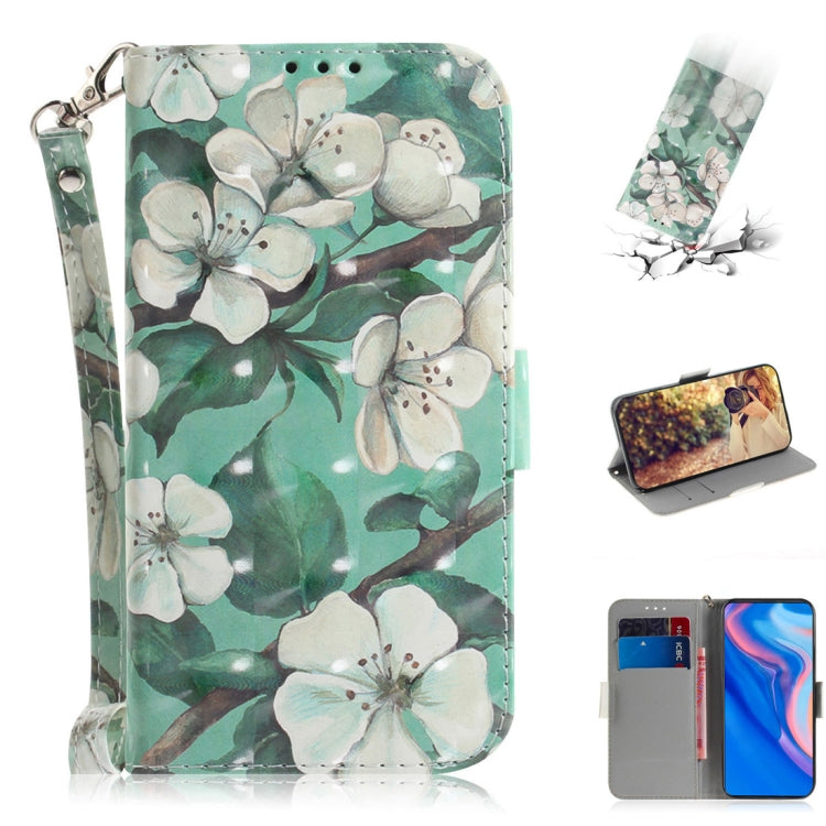 3D Colored Drawing Watercolor Flower Pattern Horizontal Flip Leather Case for Huawei P Smart Z / Y9 Prime 2019 / nova 5i, with Holder & Card Slots & Wallet
