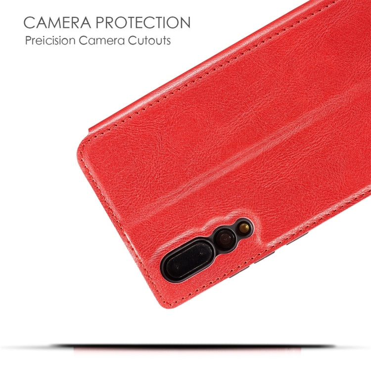 Retro Simple Ultra-thin Magnetic Horizontal Flip Leather Case for Huawei P20, with Holder & Card Slots & Lanyard