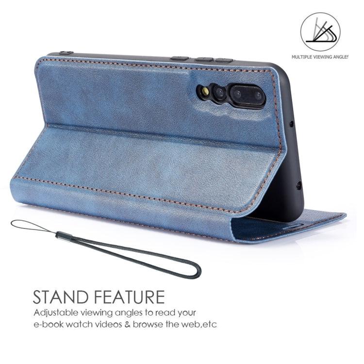 Retro Simple Ultra-thin Magnetic Horizontal Flip Leather Case for Huawei P20 Pro, with Holder & Card Slots & Lanyard