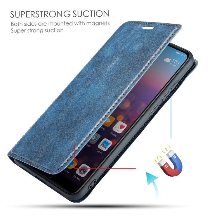 Retro Simple Ultra-thin Magnetic Horizontal Flip Leather Case for Huawei P20 Pro, with Holder & Card Slots & Lanyard