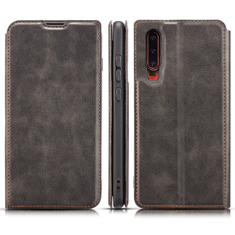Retro Simple Ultra-thin Magnetic Horizontal Flip Leather Case for Huawei P30, with Holder & Card Slots & Lanyard
