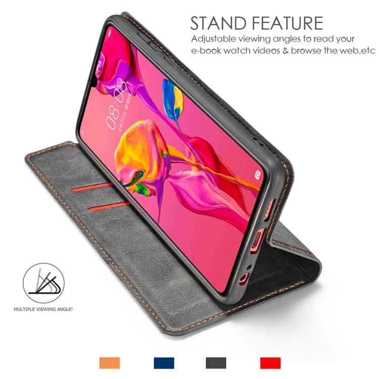 Retro Simple Ultra-thin Magnetic Horizontal Flip Leather Case for Huawei P30, with Holder & Card Slots & Lanyard