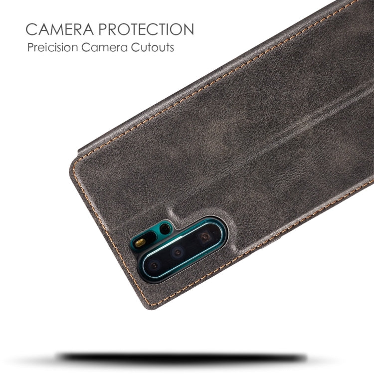 Retro Simple Ultra-thin Magnetic Horizontal Flip Leather Case for Huawei P30 Pro, with Holder & Card Slots & Lanyard