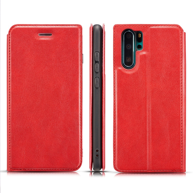 Retro Simple Ultra-thin Magnetic Horizontal Flip Leather Case for Huawei P30 Pro, with Holder & Card Slots & Lanyard