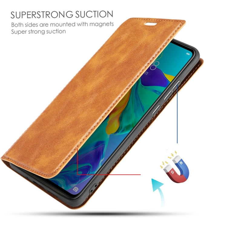 Retro Simple Ultra-thin Magnetic Horizontal Flip Leather Case for Huawei P30 Pro, with Holder & Card Slots & Lanyard