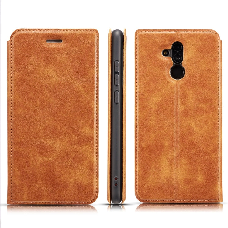 Retro Simple Ultra-thin Magnetic Horizontal Flip Leather Case for Huawei Mate 20 Lite / Maimang 7, with Holder & Card Slots & Lanyard