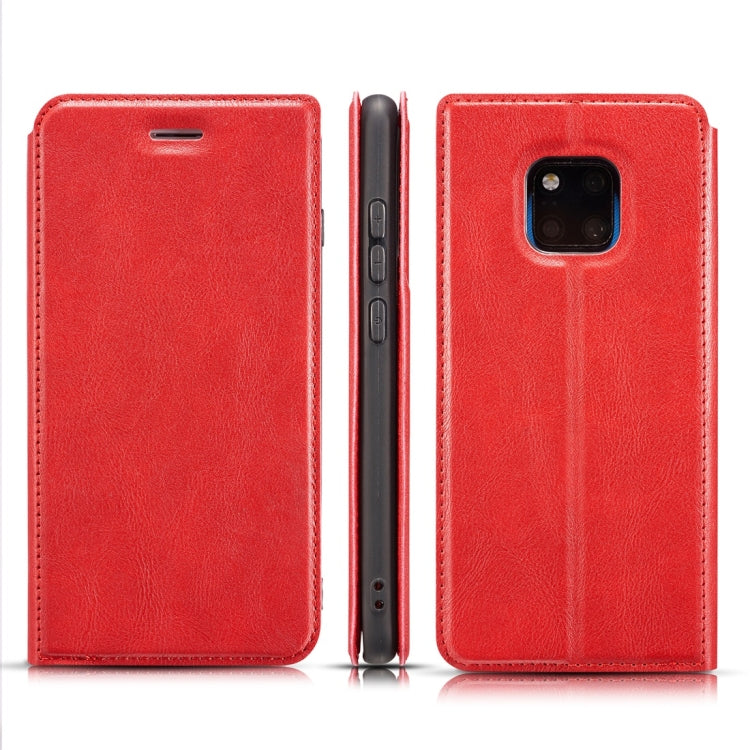 Retro Simple Ultra-thin Magnetic Horizontal Flip Leather Case for Huawei Mate 20 Pro, with Holder & Card Slots & Lanyard