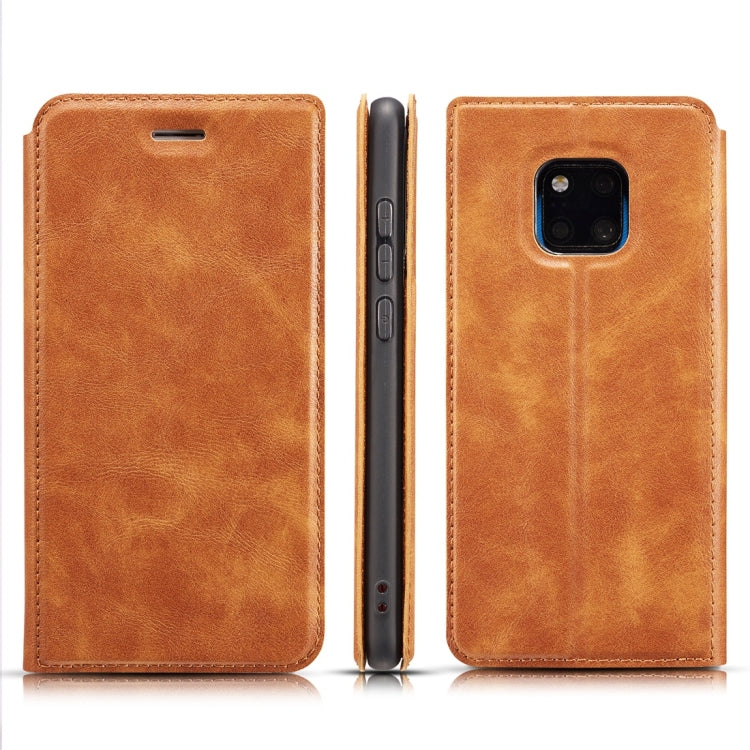 Retro Simple Ultra-thin Magnetic Horizontal Flip Leather Case for Huawei Mate 20 Pro, with Holder & Card Slots & Lanyard