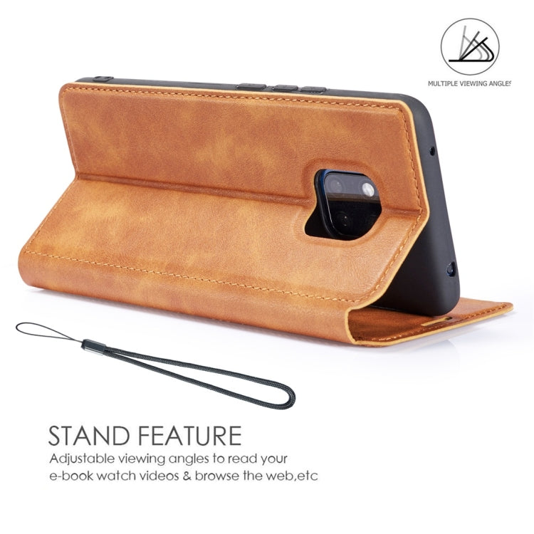 Retro Simple Ultra-thin Magnetic Horizontal Flip Leather Case for Huawei Mate 20 Pro, with Holder & Card Slots & Lanyard