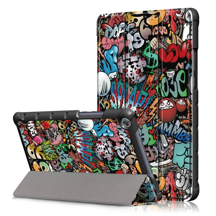 Graffiti Pattern Colored Drawing Horizontal Flip Leather Case for Huawei MediaPad M5 Lite 8.0 inch, with Three-folding Holder
